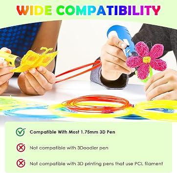 40 Colours 3D Pen Filament Refills 1.75mm PLA 3D Pencil Printing Threads Each 3 Metres Total 120 Metres Compatible with SCRIB3D, PIKA3D, MYNT3D and Most Other 3D Printing pens