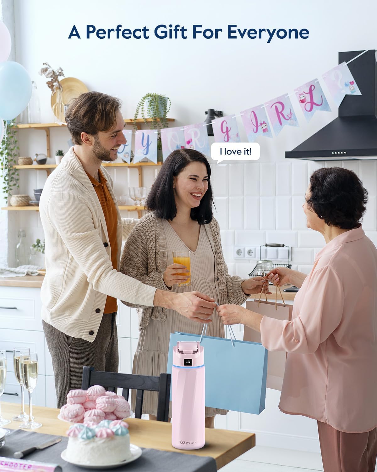 BOOST Smart Water Bottle that Reminds You to Drink, 24oz BPA-Free Stainless Steel Vacuum Insulated, Wide Mouth Water Tracker Bottle with APP for School, Gym, Office, Ideal for Mother's Day