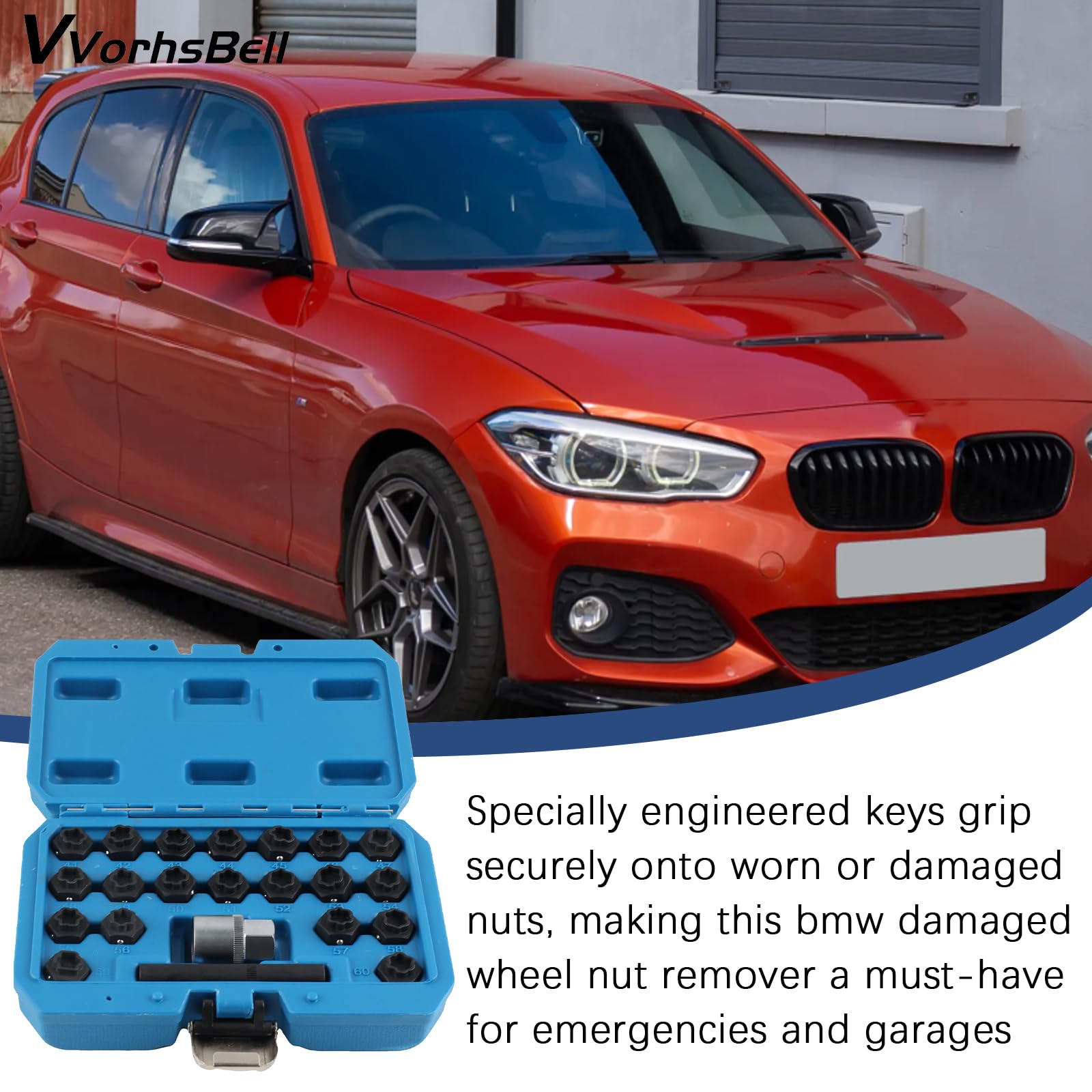Juego de 22 llaves de tuerca de rueda de bloqueo compatibles con BMW F20 F30 F10 F01 Series 1 3 5 7, OEM 36 2 010, kit de herramientas de extracción con adaptador de enchufe y funda