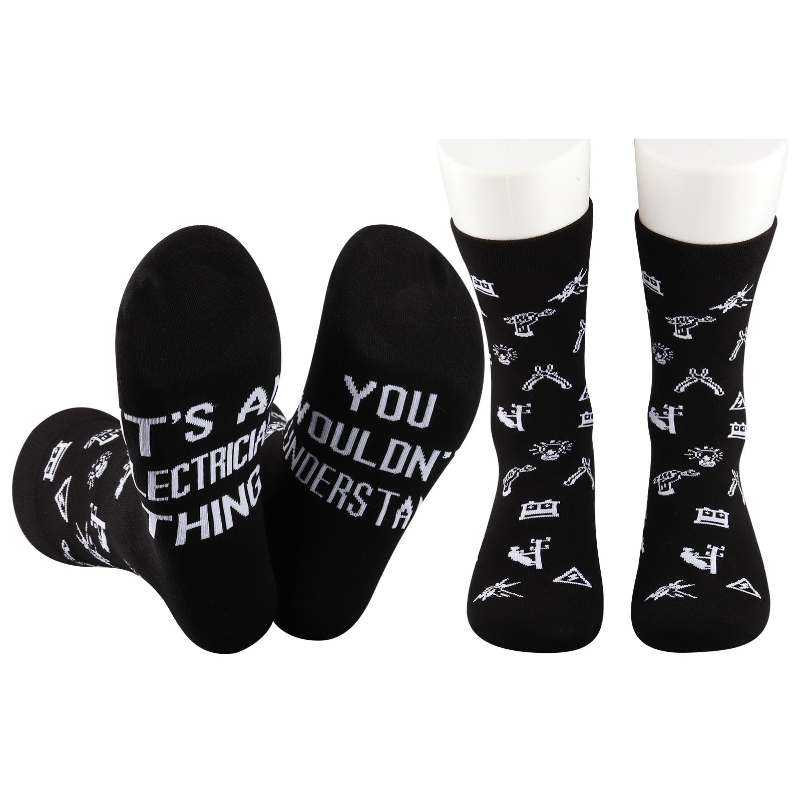 Calcetines de electricista JTOUK con frase divertida en algodón cómodo 8