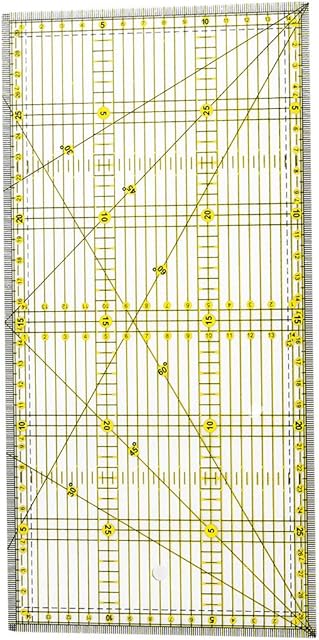 HEALLILY Quilters Ruler with Double Colored and Grid Lines Patchwork Ruler Nonslip Quilters Ruler for Quilting Sewing Crafts