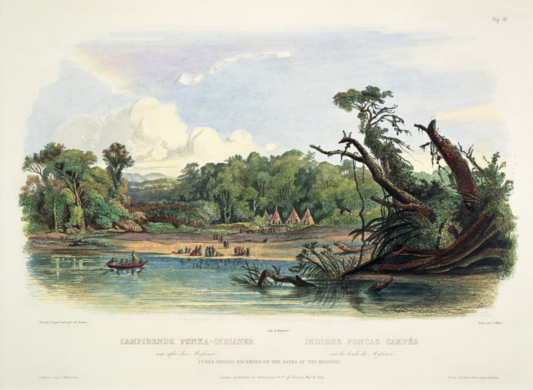 SERENDIPITP Aesthetic Poster Photo Wall Print Retro Picture Punka Indians Encamped on the Banks of the Missouri by Karl Bodmer Modern Wall Artwork for Home Decor 60x90cm