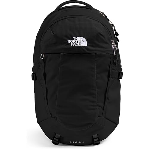 THE NORTH FACE Women's Recon Everyday Laptop Backpack | Commuter Travel Bag with 16" Laptop Sleeve, Water-Repellent Finish, Women-Specific Fit, TNF Black/TNF Black-NPF, One Size
