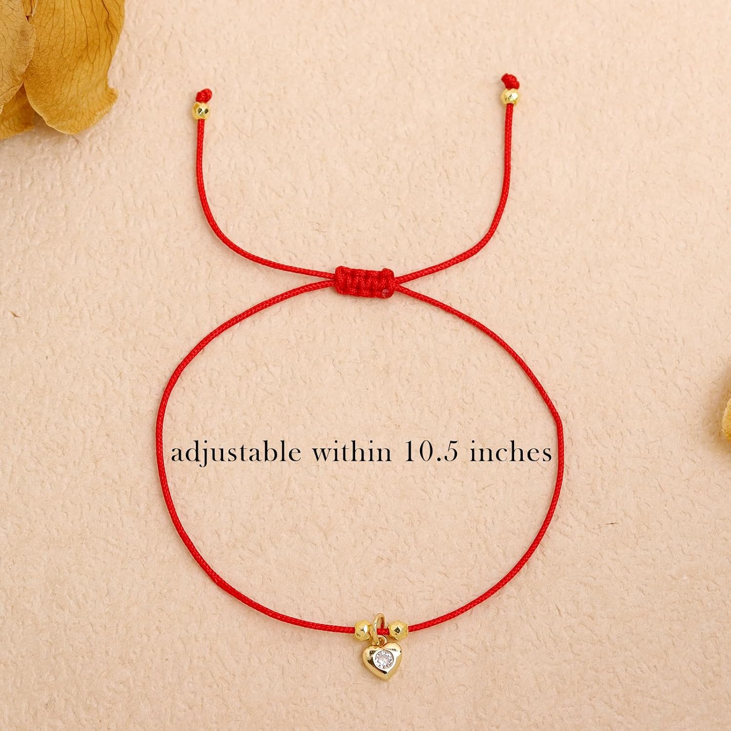 Dainty Heart Charm Rhinestone Bracelets for Women, Minimalist Handmade Adjustable Stackable Red String Braided Strand Bracelet Fashion Jewelry Gift. - Image 3