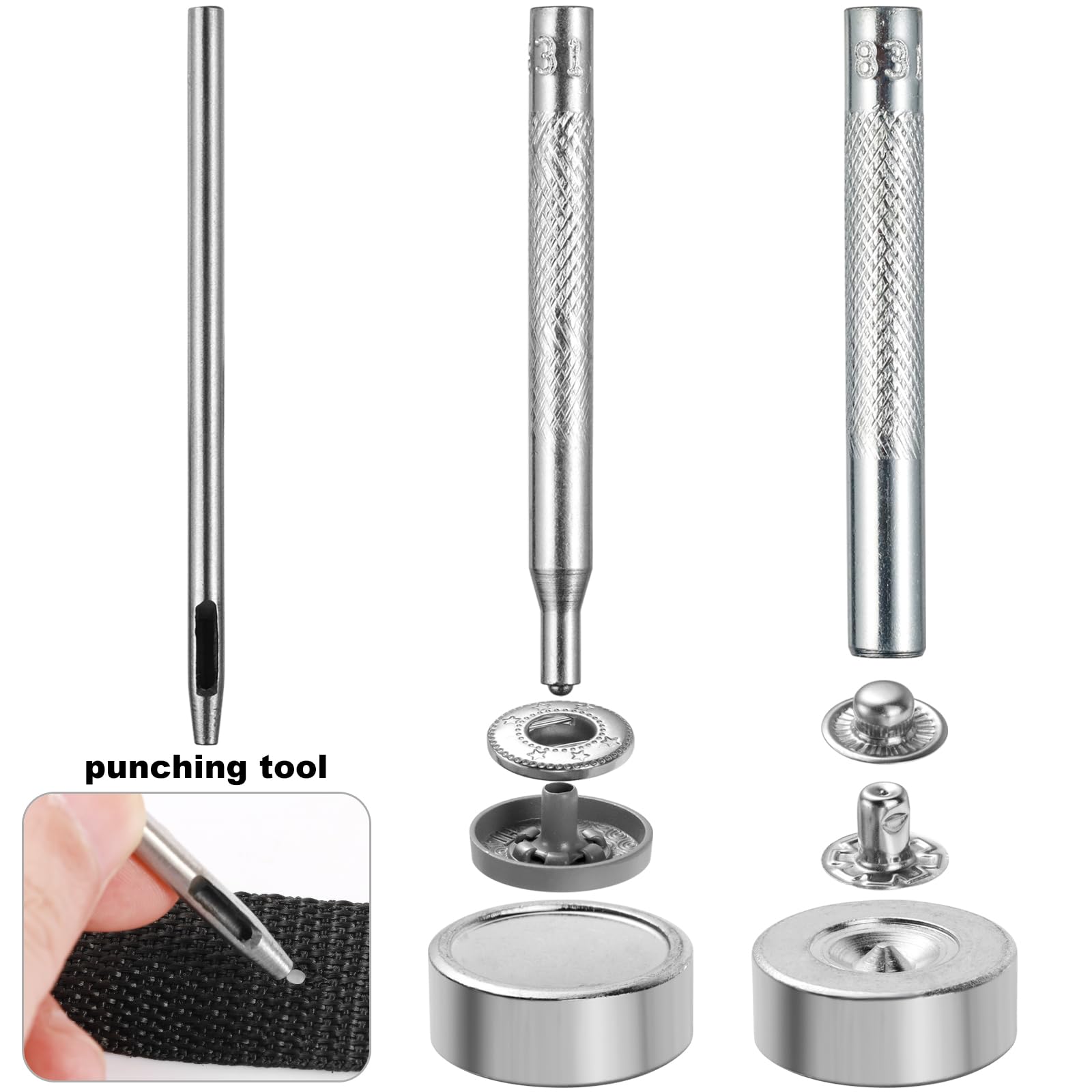 Kit De 80 Boutons Pression Métal - 8 Couleurs, 15 Mm, Avec 4 Outils De Pose, Pour Vêtements, Cuir, DIY