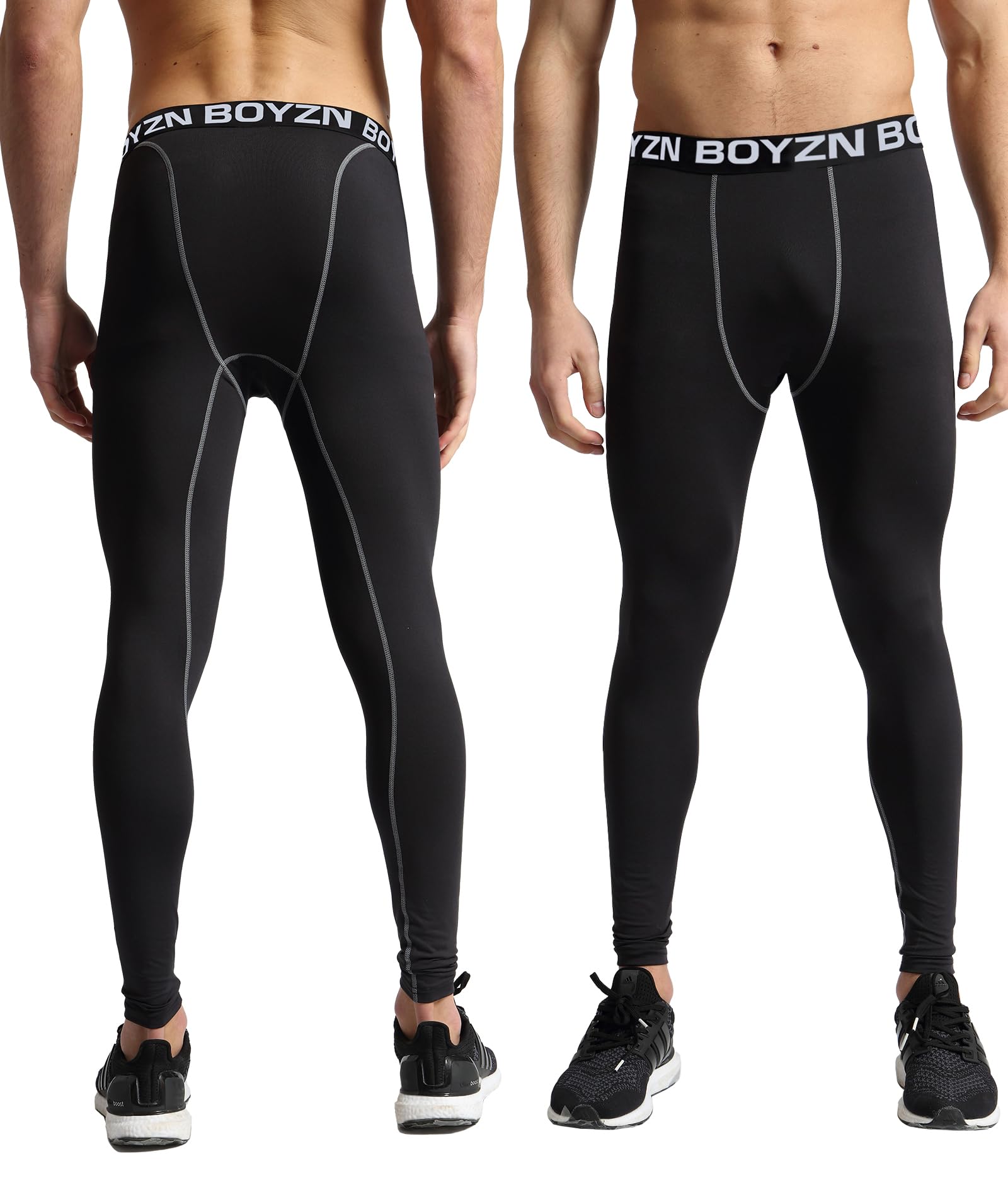 Boyzn Paquete de 2 Pantalones Deportivos de Compresión para Hombre, Mallas de Capa Base Activa Leggings de Entrenamiento y Correr con Bolsillos
