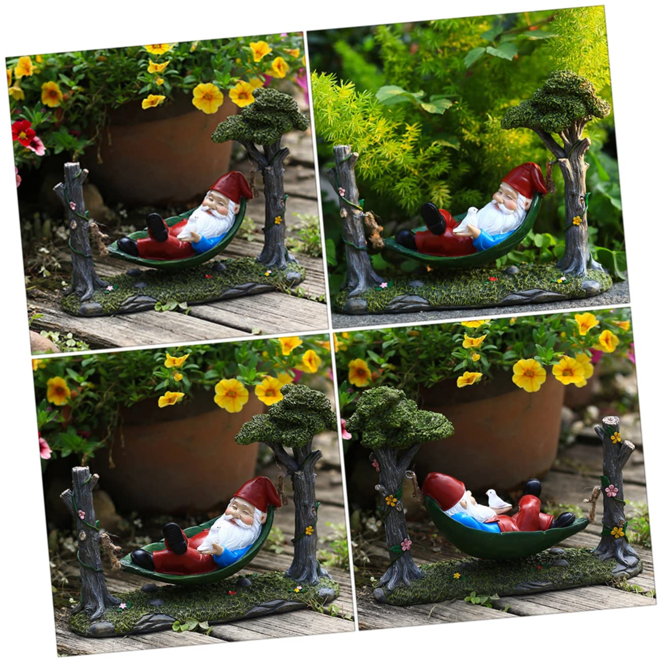 BESPORTBLE GNOME Décoratif Résine pour Jardin Ornement GNOME De Noël avec Hamac Cadeau De Fêtes Original