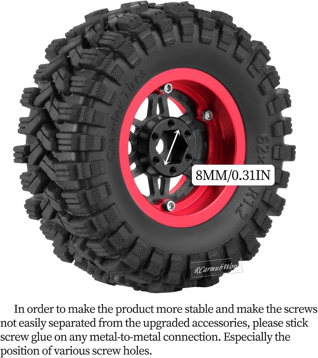 1.2" Beadlock Wheels and Tires for 1/18 TRX4M 1/24 SCX24 RC Crawler,Carbon Fibre rc Wheels 1.2 Beadlock Whees w/ Soft Rubber Tires 1.2 rc Tires,4PCS,Style B