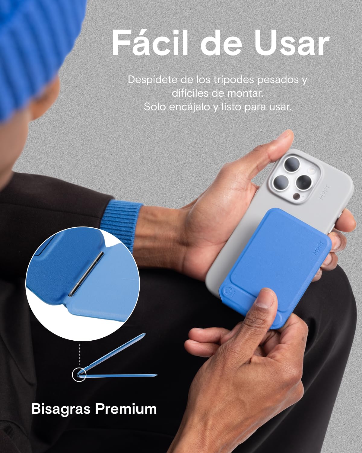 MOFT Trípode Movil para iPhone 17/16/15/14/13/12 Series, Trípode Universal Invisible Soporte para Teléfono con 3 Modos para Self-vlogging, Navegación, Fotografía Macro, Videollamada, Negro Azabache