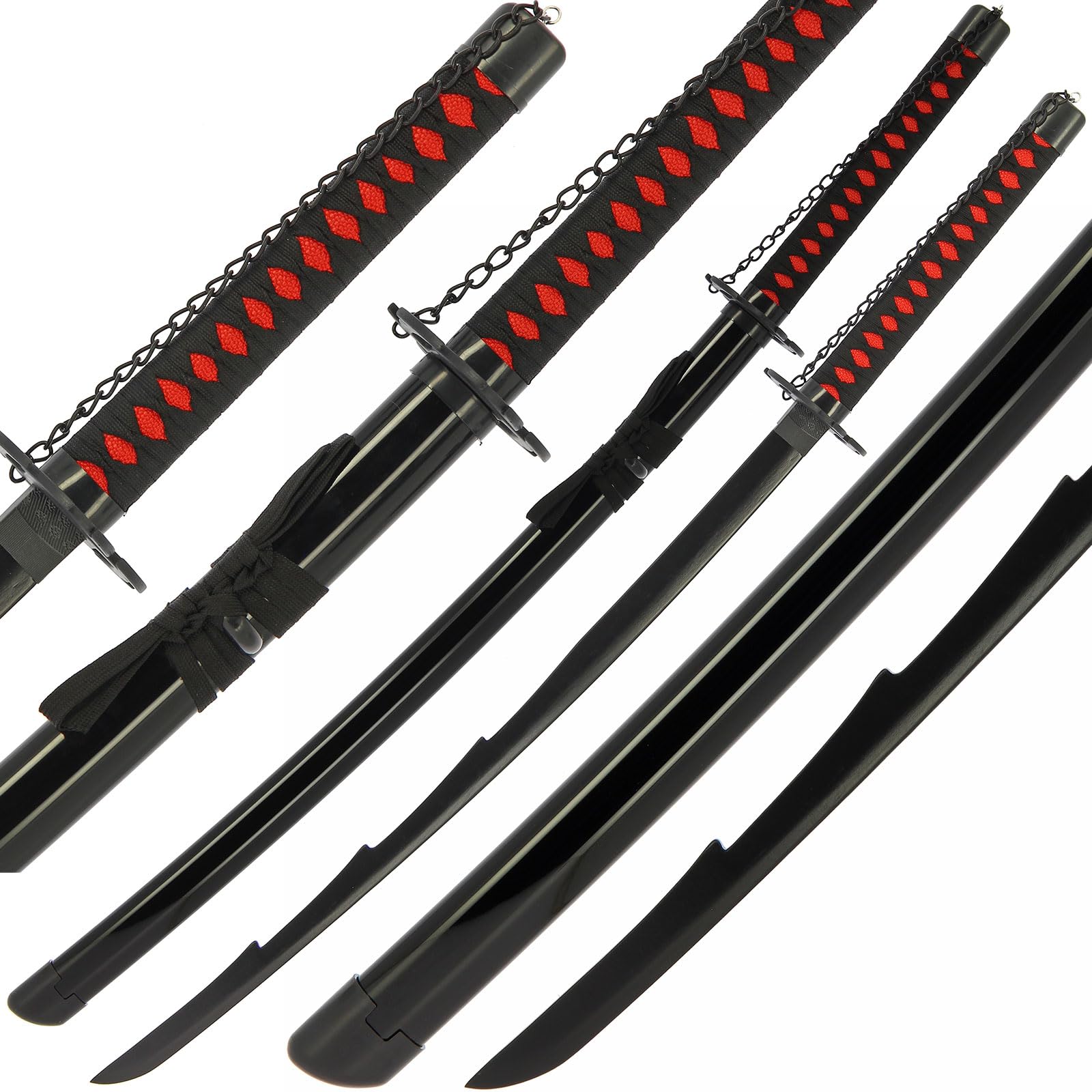 Wooden Sword Prop Cosplay Collection Anime Safe Toy Non-Combat Use Lightweight Blunt with Sheath Durable Bamboo 100cm Display Decoration & Roleplay (Ichugo - Zanketsu)