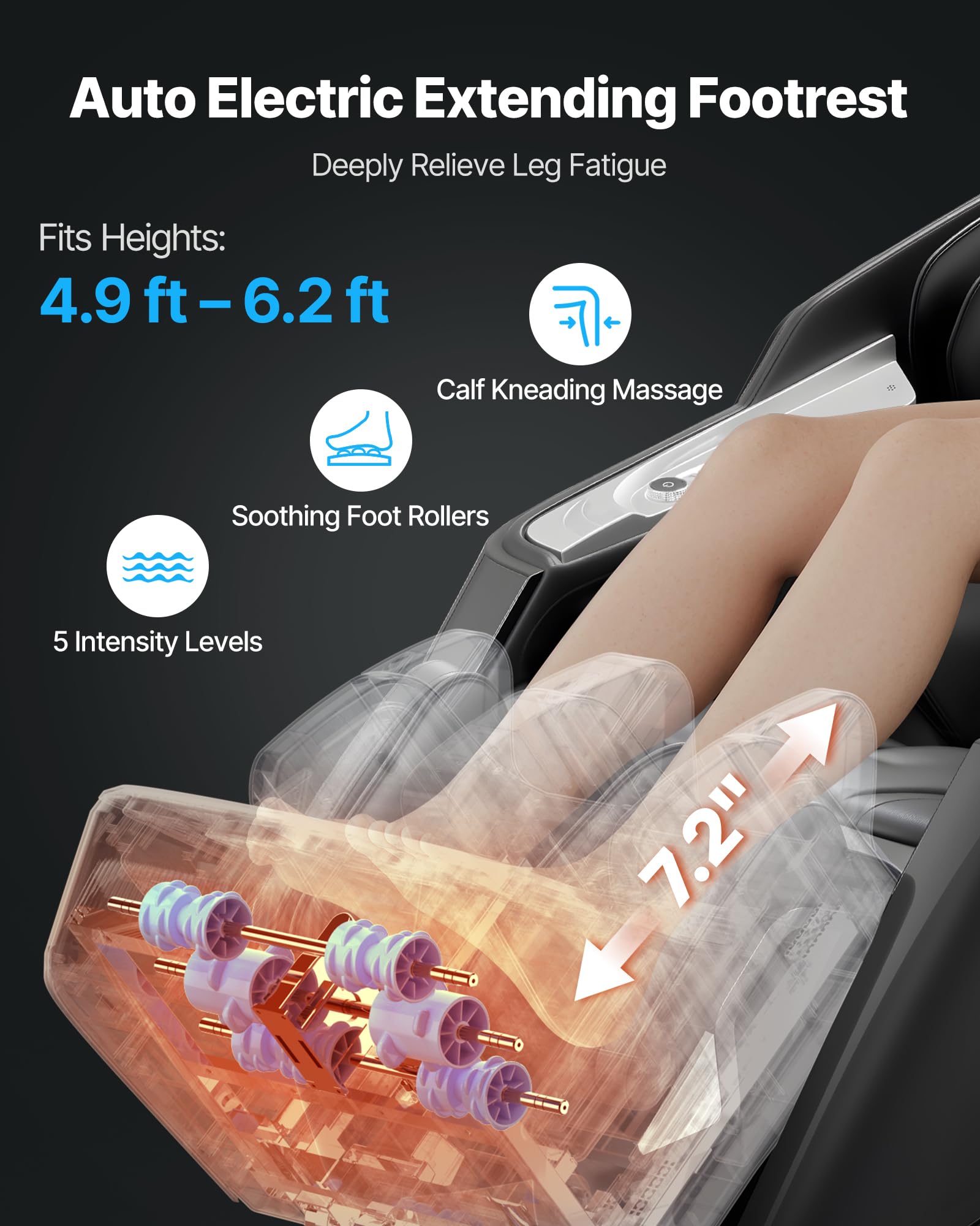 VEVOR Sillón de Masaje con Gravedad Cero y SL-Riel, Modo de Estiramiento de Yoga, Masaje 3D/4D con Voz IA, Calefacción, Pedal Eléctrico, 36 Airbags, Pantalla TFT, Botones en el Reposabrazos, Ruedas