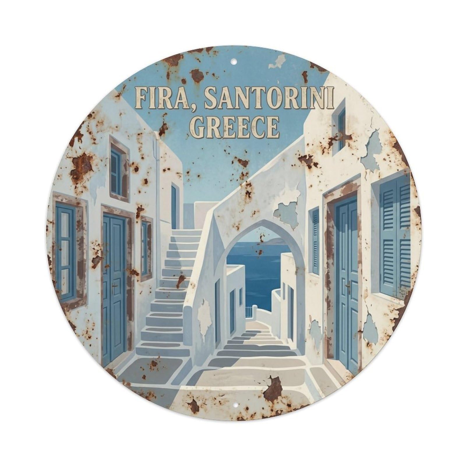 Vintage Travel Fira Santorini Alley 1 Metal Tin Sign