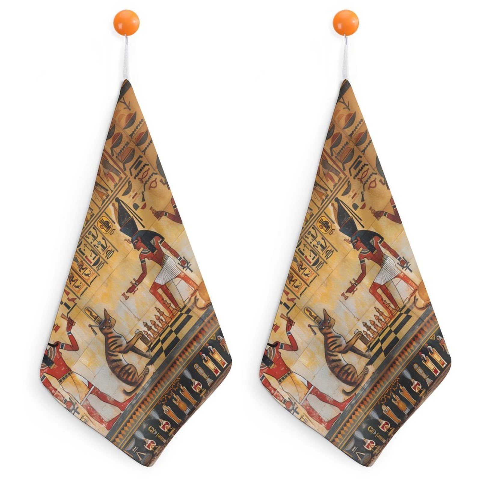 TXFBTRFSA Ancient Egypt Egyptian Pattern Hand Towels with Hanging Loop Kitchen Towel Handkerchiefs Cleaning Cloths