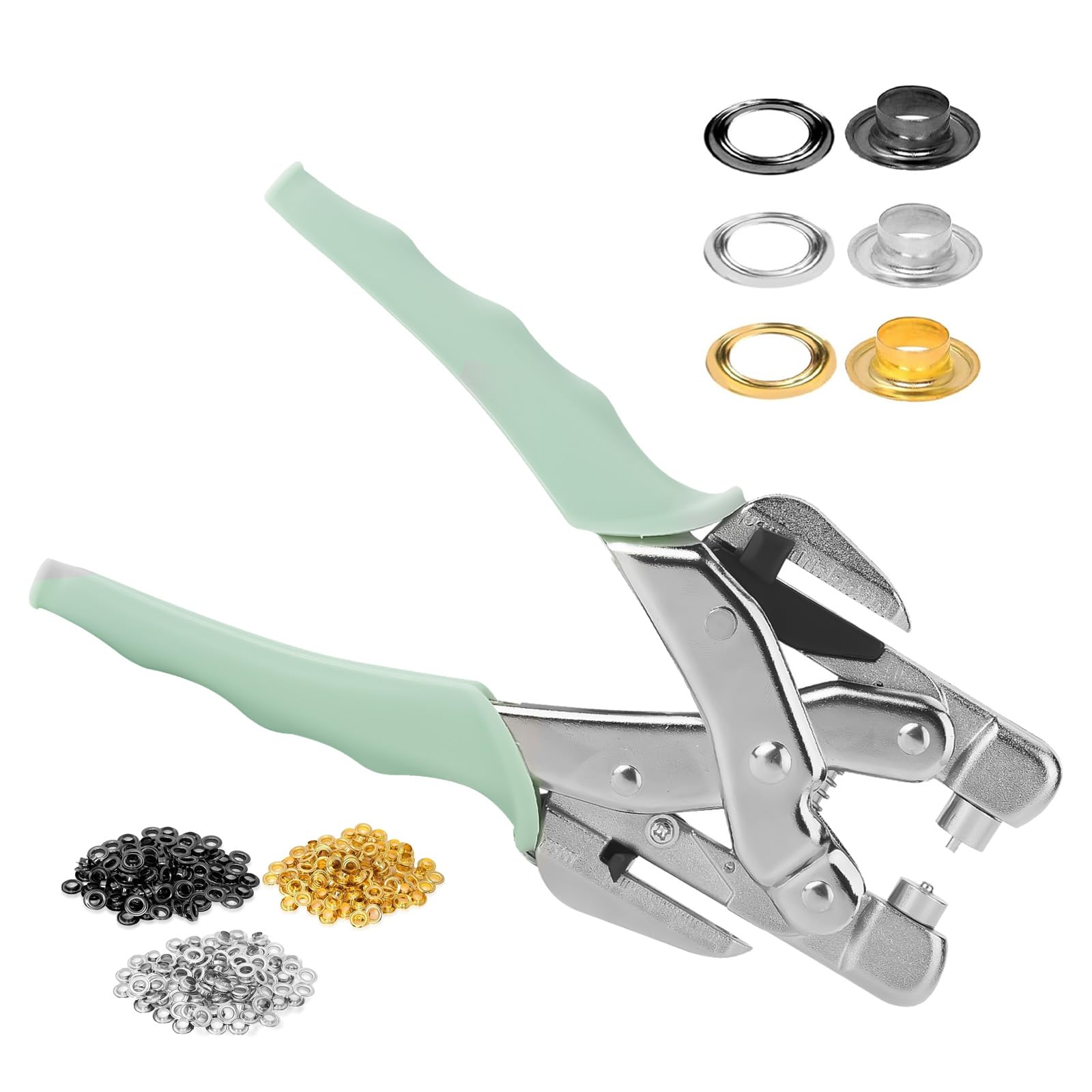 Juego de 160 alicates para ojales, ojales de metal, 80 × 3 mm de diámetro y 80 × 3 mm de diámetro, kit de herramientas Grommet con perforador para lonas, cuero, tela, cortinas, toldos, pancartas