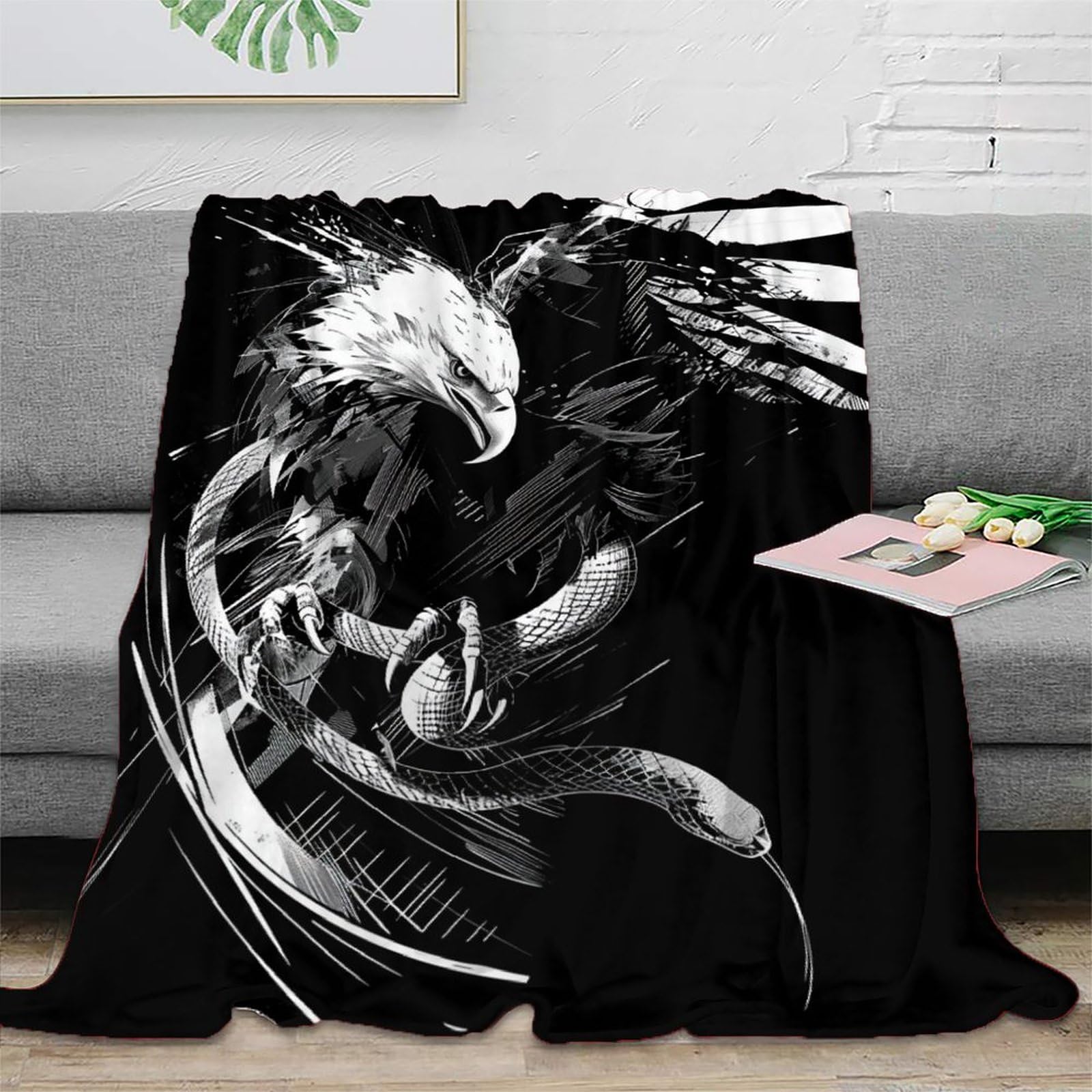 Coperta morbida in pile di flanella con aquila, regalo di compleanno per amici e familiari, regalo di Natale per amici e partner, coperta natalizia per divano e letto, 180 x 200 cm