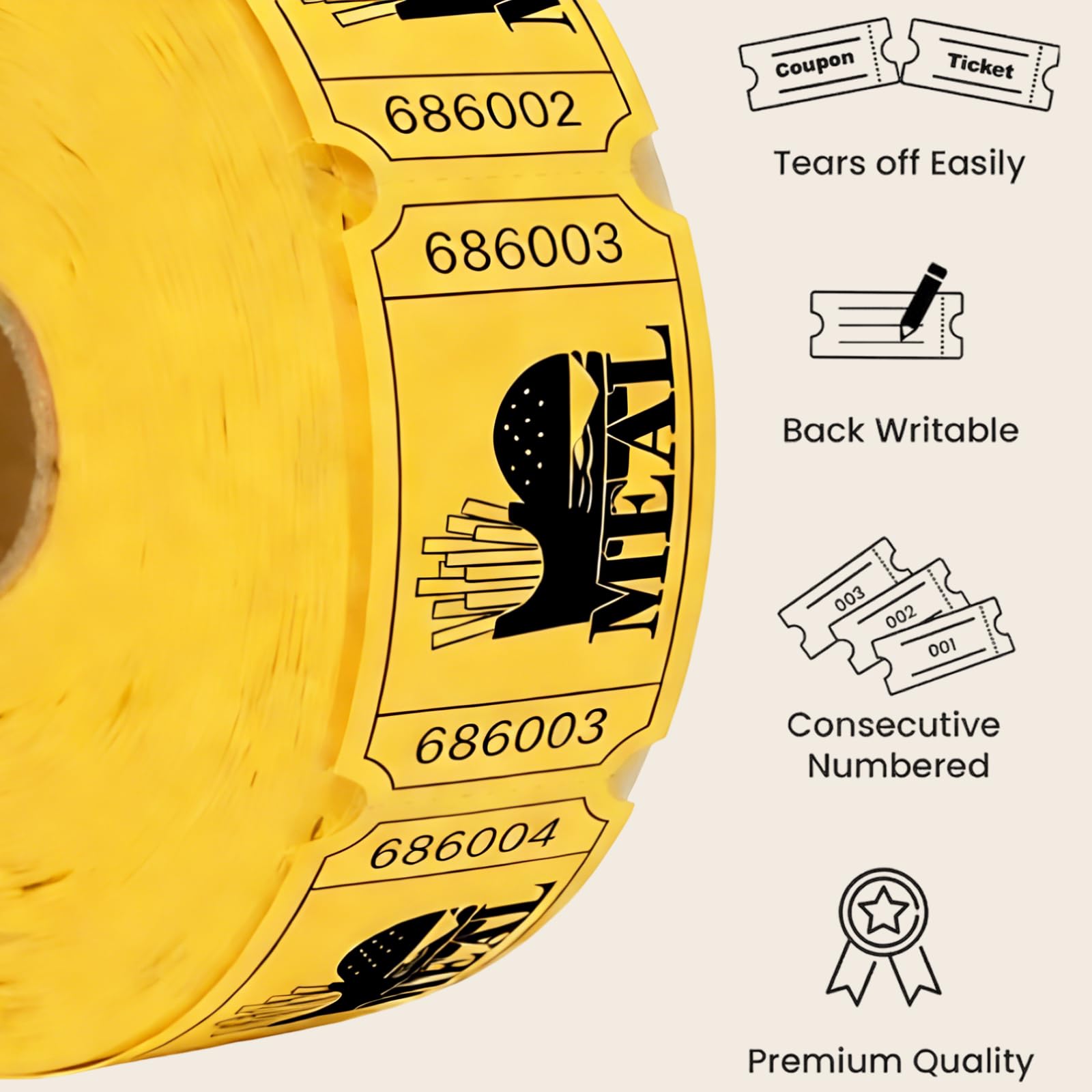 1000 biglietti numerazione continua, biglietti di valore, rotoli per guardaroba, lotteria eventi