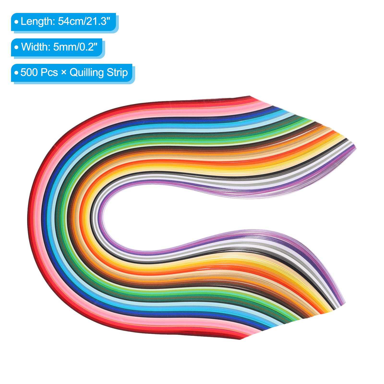 PATIKIL 500pcs Quilling Strips Paper 3/16"(5mm) 54cm Origami Paper Quilling Strip for Art DIY Hand Craft 50 Colors - Image 2