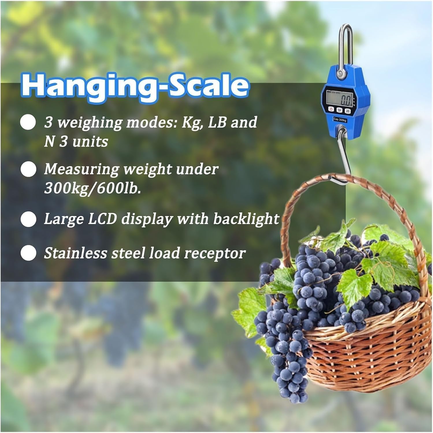 Luggage Scale, Hanging Scale, Weighing Tool Industrial Heavy Duty Weight Stainless Steel Hook Scale LCD Digital Hanging Scale