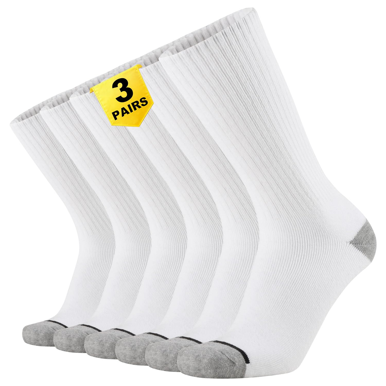 ONKE Max Full Cushion Crew Socks for Men Heavy Duty Work Boot Steel Toe Workout Athletic Thick Warm Moisture Wicking Control