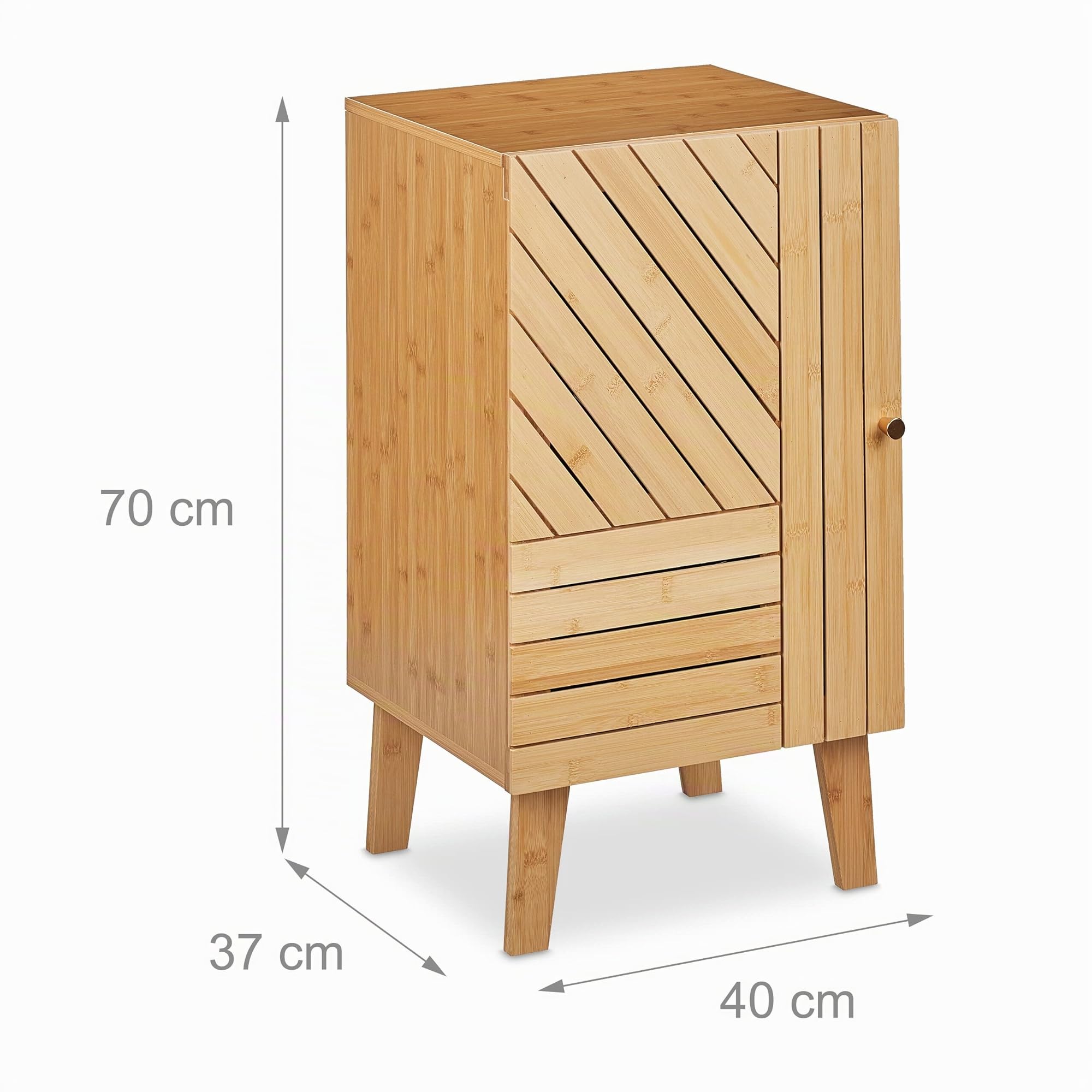 Relaxdays Mobile Bagno da Terra in bambù, 70 x 40 x 37 cm, Ripiani Regolabili, Anta Montabile a Piacimento, Marrone