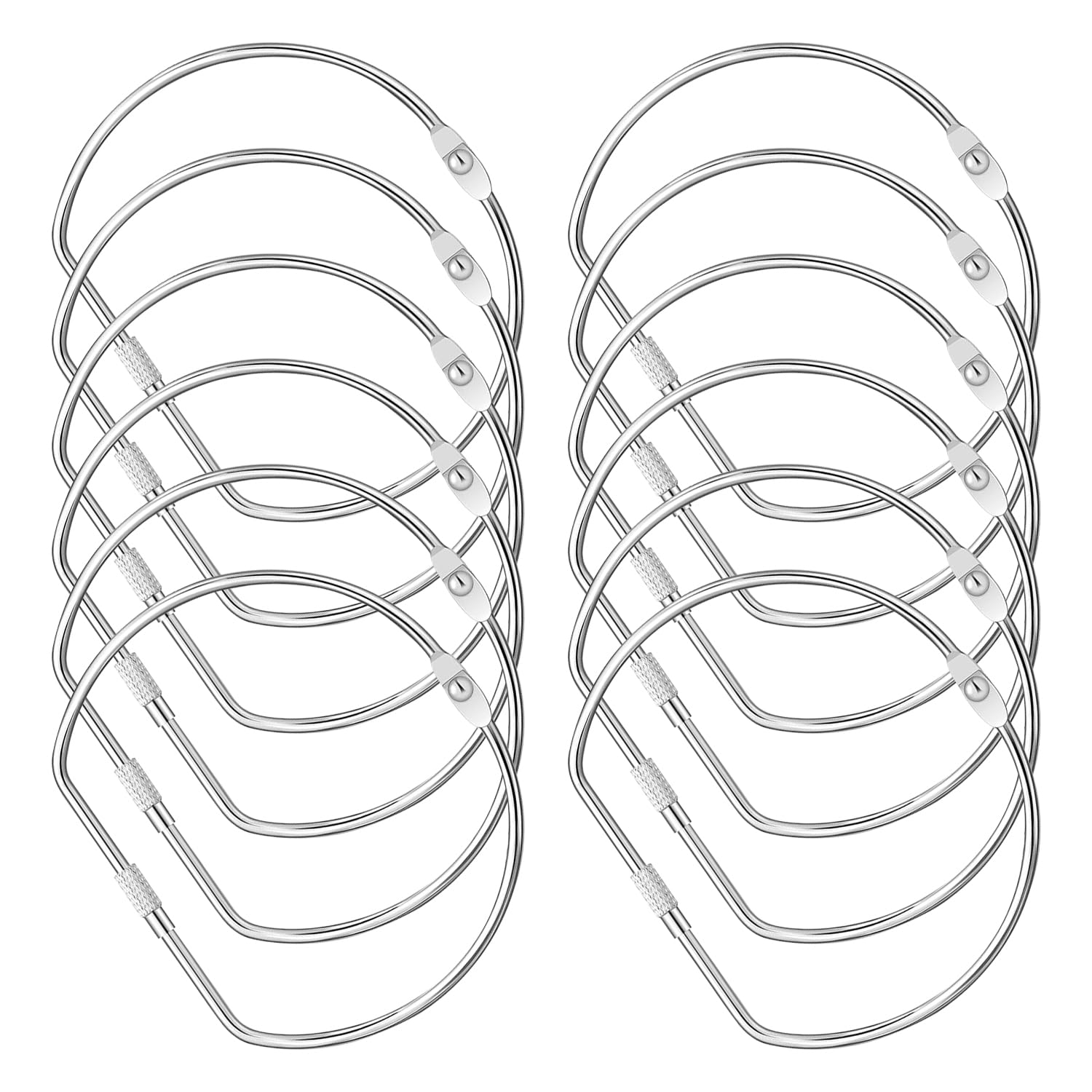 Photo 1 of 12 PCS 4 Inch Loose Leaf Binder Rings, Nickel Plated Book Rings for Index Cards, Keychains, DIY Crafts, Office, School,Home (D-Shape)