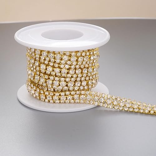 Miniatura 6 de Jerler Cadena de cierre de diamantes de imitación de 3 filas de 5 yardas para manualidades, bodas y decoraciones de ropa (rojo)