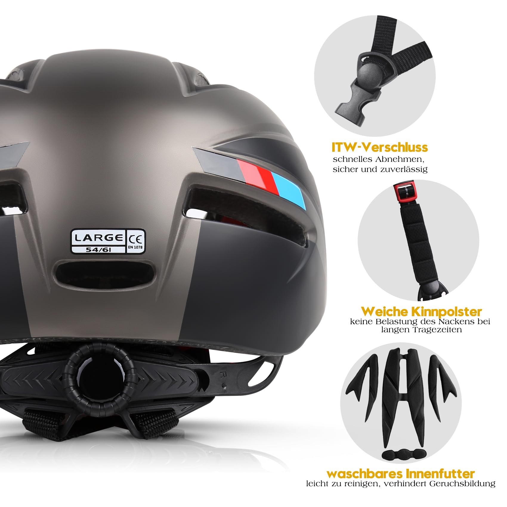 Fahrradhelm Herren Damen mit Abnehmbarem Magnetischem Visier, Ultraleichter Verstellbarer Bike Helm, Atmungsaktiver Radhelm für Erwachsene