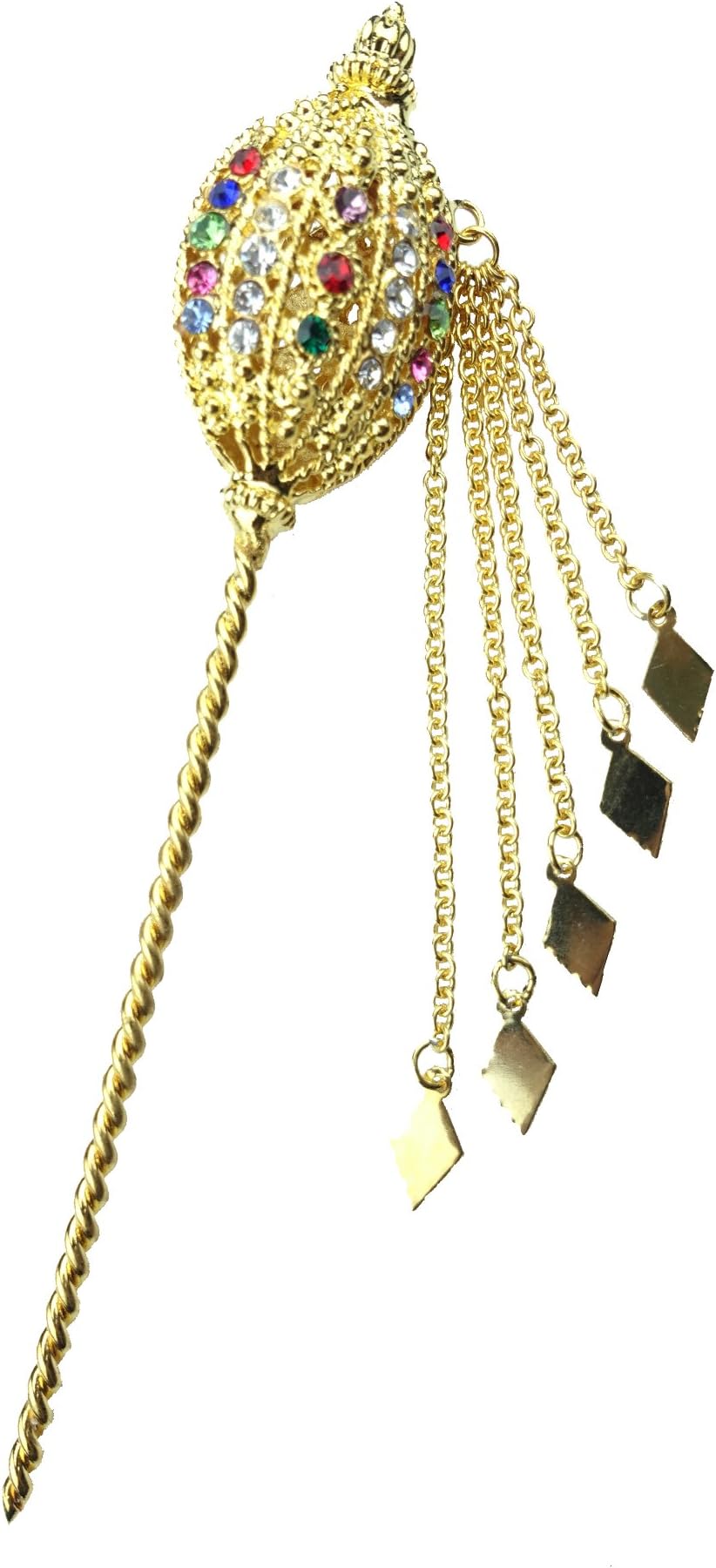 Siwalai Thai Traditional Gold Plated Multicolor Crystals Hair Pin 5.5 Inches