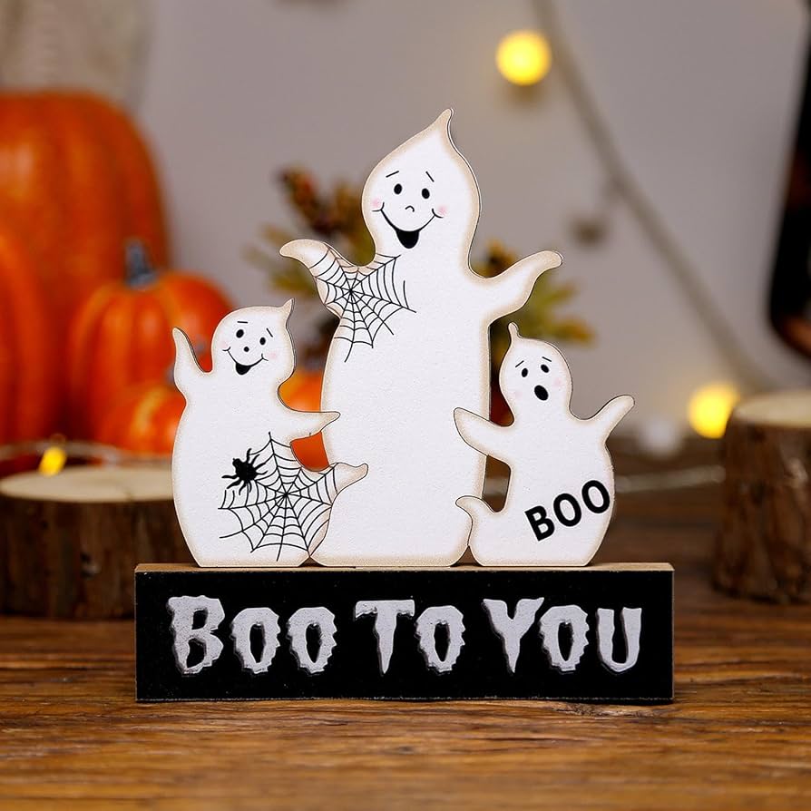 Cartello In Legno Per Decorazione Halloween - "Freshly Boo'd Coffee Served With Scream & Sugar" - 30x15 Cm - 2