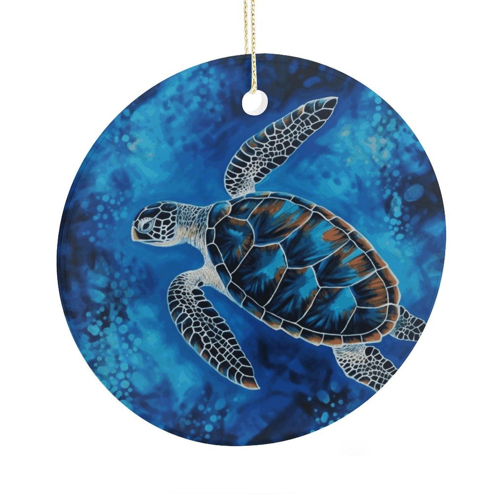 Adfgyerh Style Sea Turtle-Blue Ceramic Circular Pendant,2.9 Inch，Hanging Ornament，Gift Exchange Idea Round Ceramic Ornament,For Mom And Daughter，For Home Indoor Outdoor Decor.