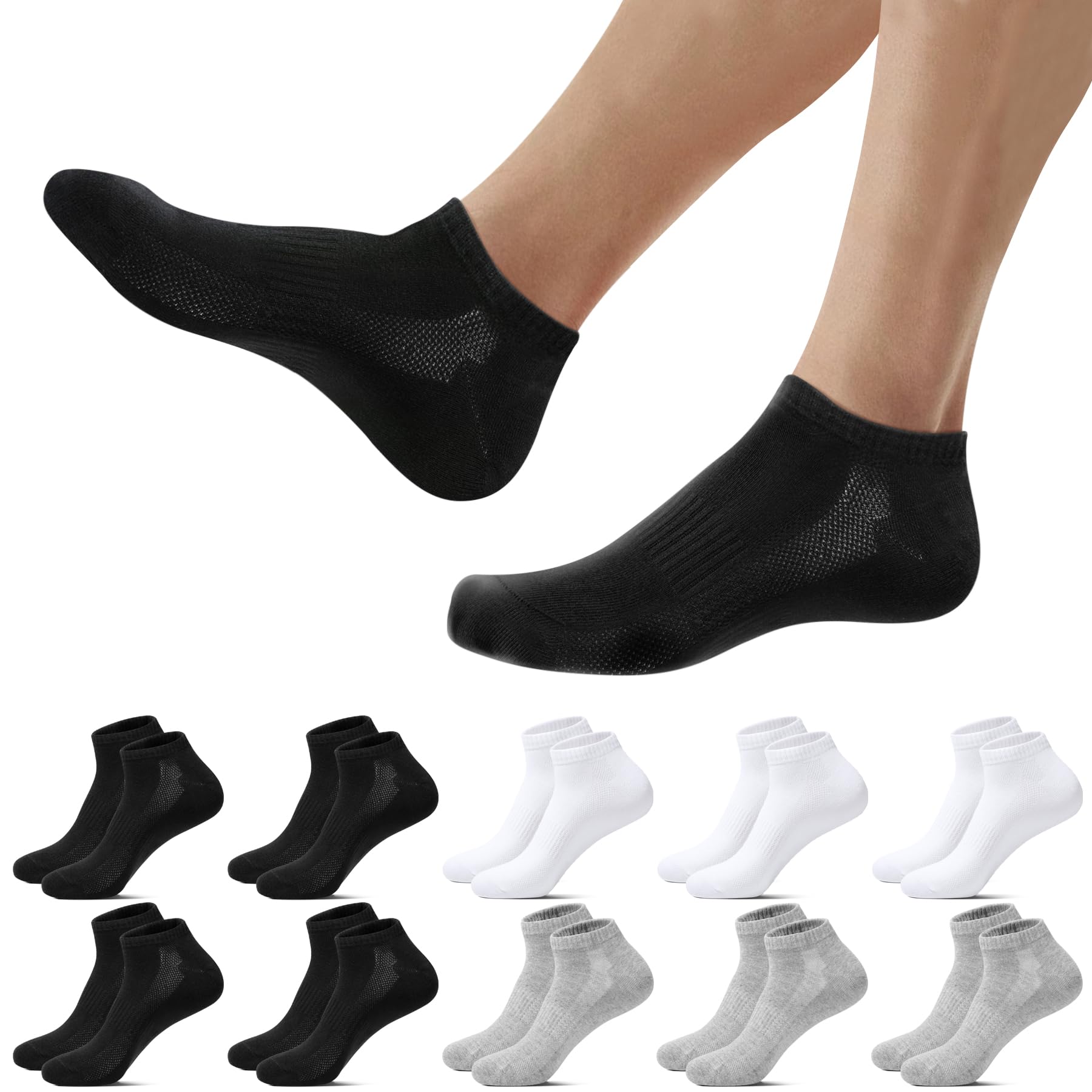 Falechay 10 Paar Sneaker Socken Herren Damen Sportsocken Kurze Atmungsaktive Sneakersocken Baumwolle Halbsocken Unisex