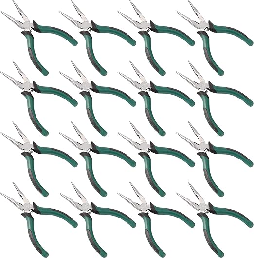 ZOENHOU 16 PCS 6 Inch Spring Loaded Needle Nose Pliers with Side Cutter, Professional Precision Long Nose Pliers with Side Cutting for Cables Clamping Pinching