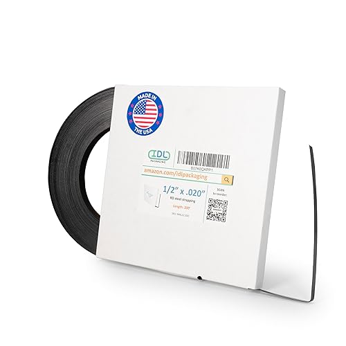 IDL Packaging Bobina de fleje de acero de 12 pulgada x 0.020 pulgadas x 300 pies (resistencia a la rotura de 1100 libras) en caja de tablero