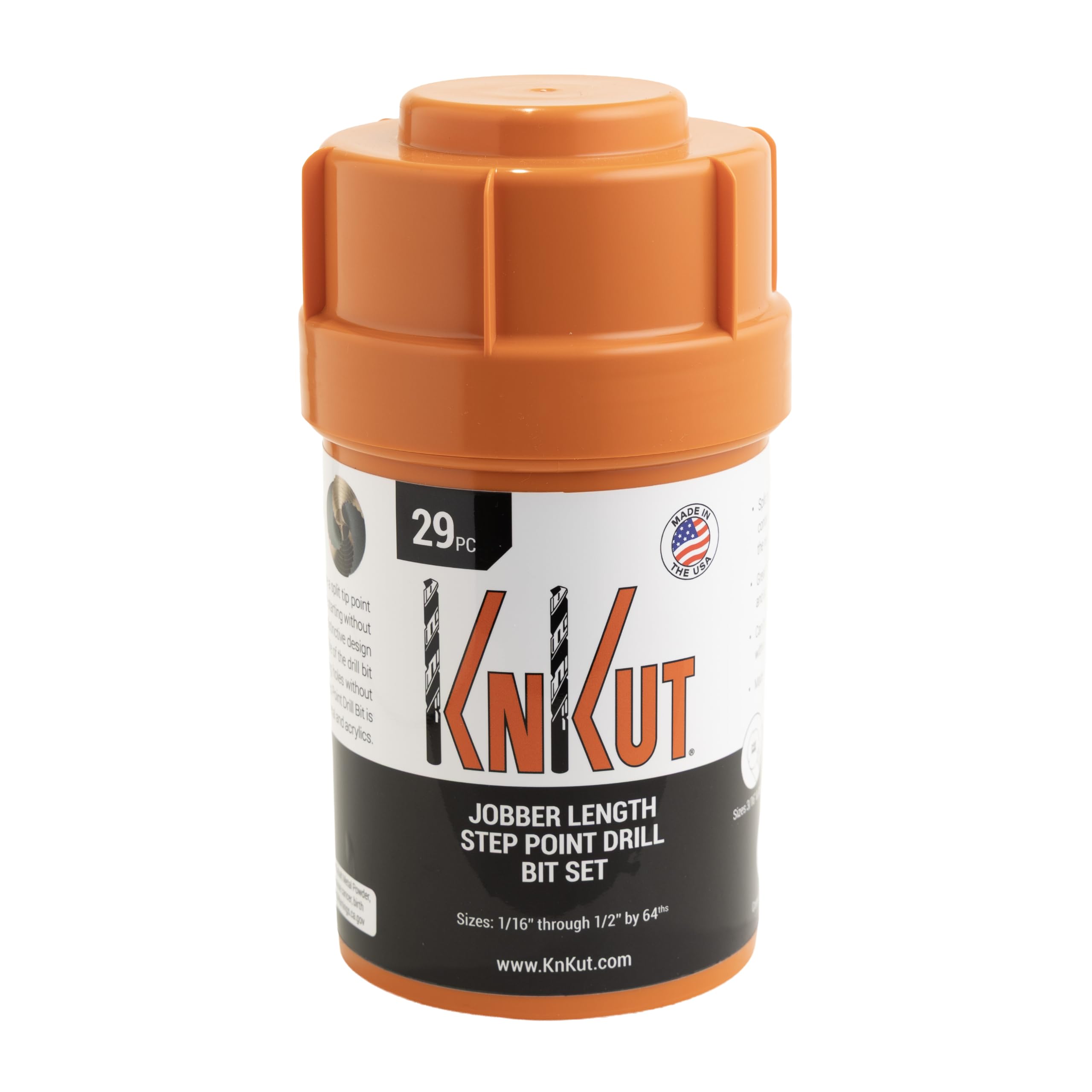 KnKut 29-częściowy zestaw wierteł do wiertarek Buddy Mechanics Długość Punkt krokowy 1/40.6 cm-1/5.1 cm na 64th