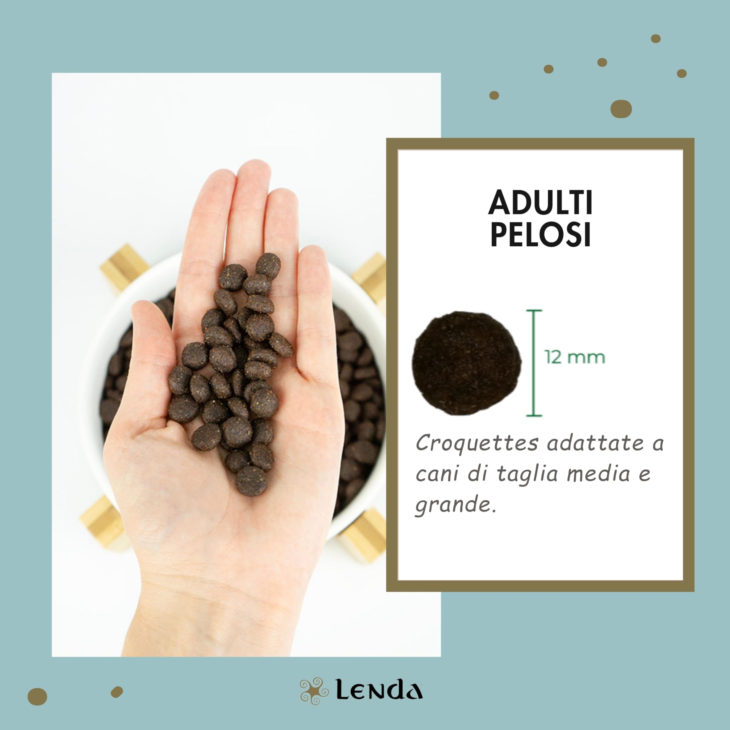 Lenda Lamb 12 kg - Crocchette per Cani Adulti con Attività Normale - Ricche di Agnello e Arricchite con Olio di Salmone - Alimento Gustoso e Nutriente per Cani dal Palato Esigente