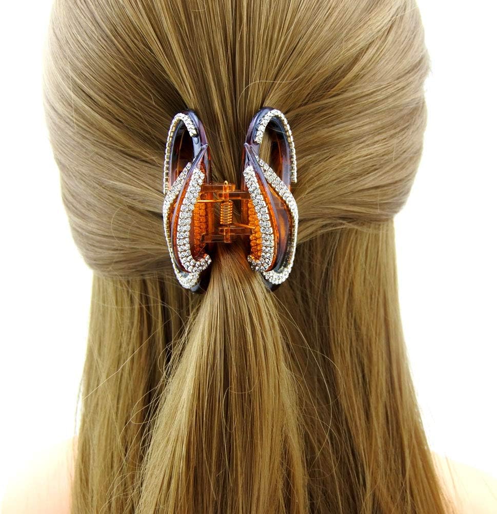 Meilliwish Diamond Butterfly Hair Clip Claw (D14)(Brown) - Image 5