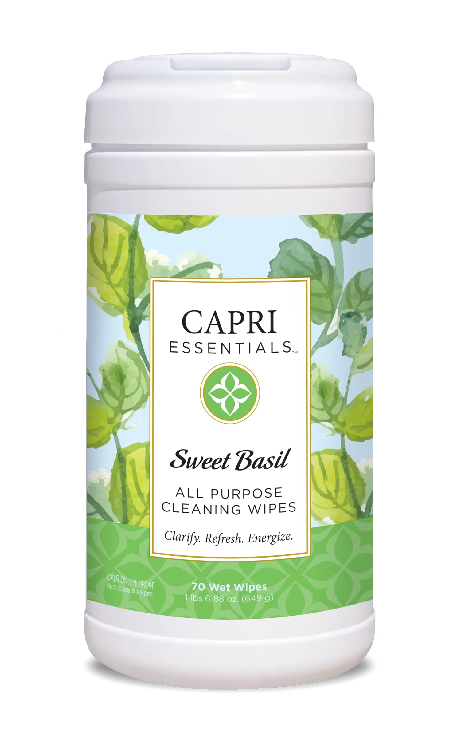 All Purpose Cleaning Wipes, Natural Household Cleaning Supplies, Bathroom and Kitchen Cleaner with Essential Oils, Almond Oil, Eucalyptus & Peppermint, Sweet Basil Scent, 70 Wet Wipes