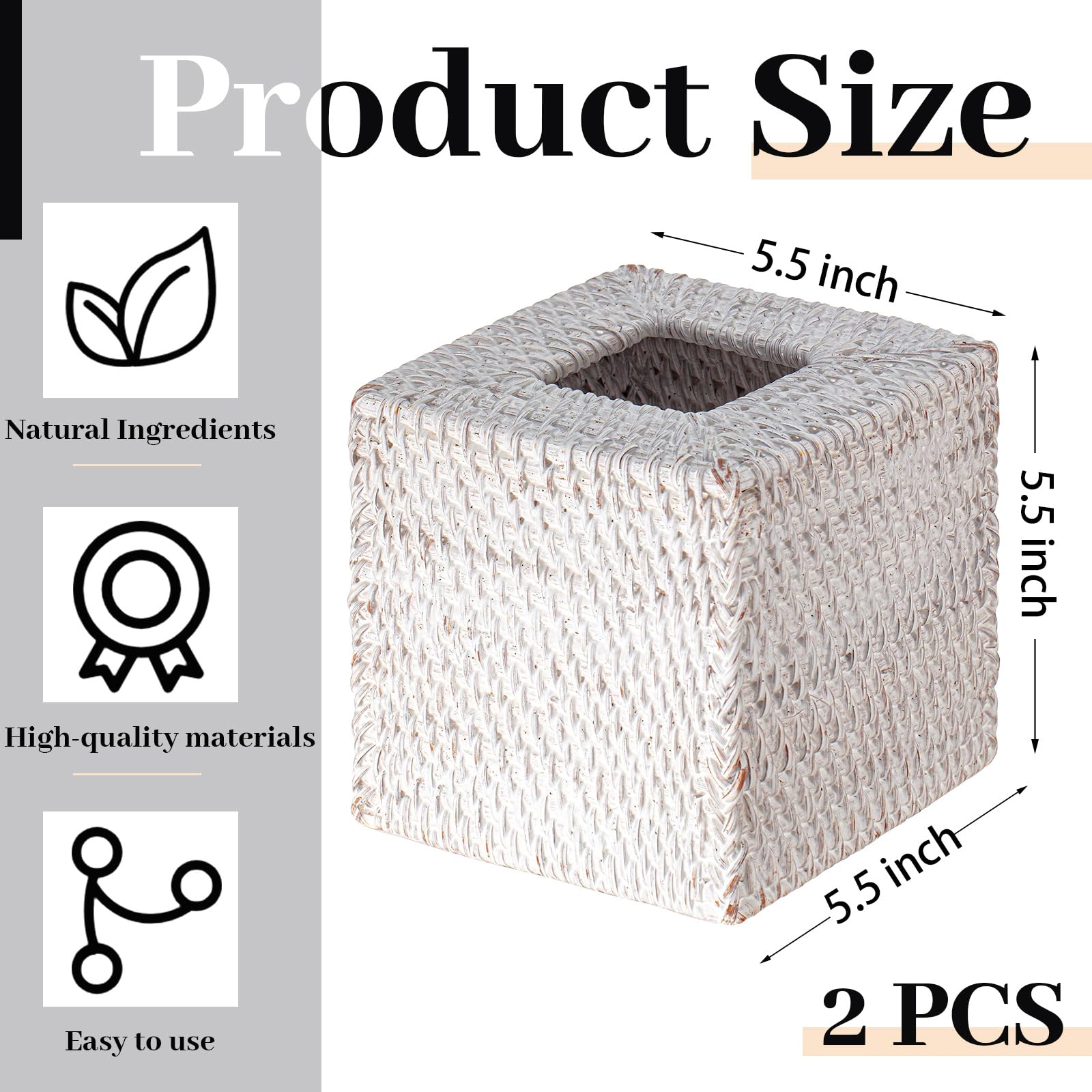 Amazon｜Kigley 正方形ラタンティッシュボックスカバー ボーホー