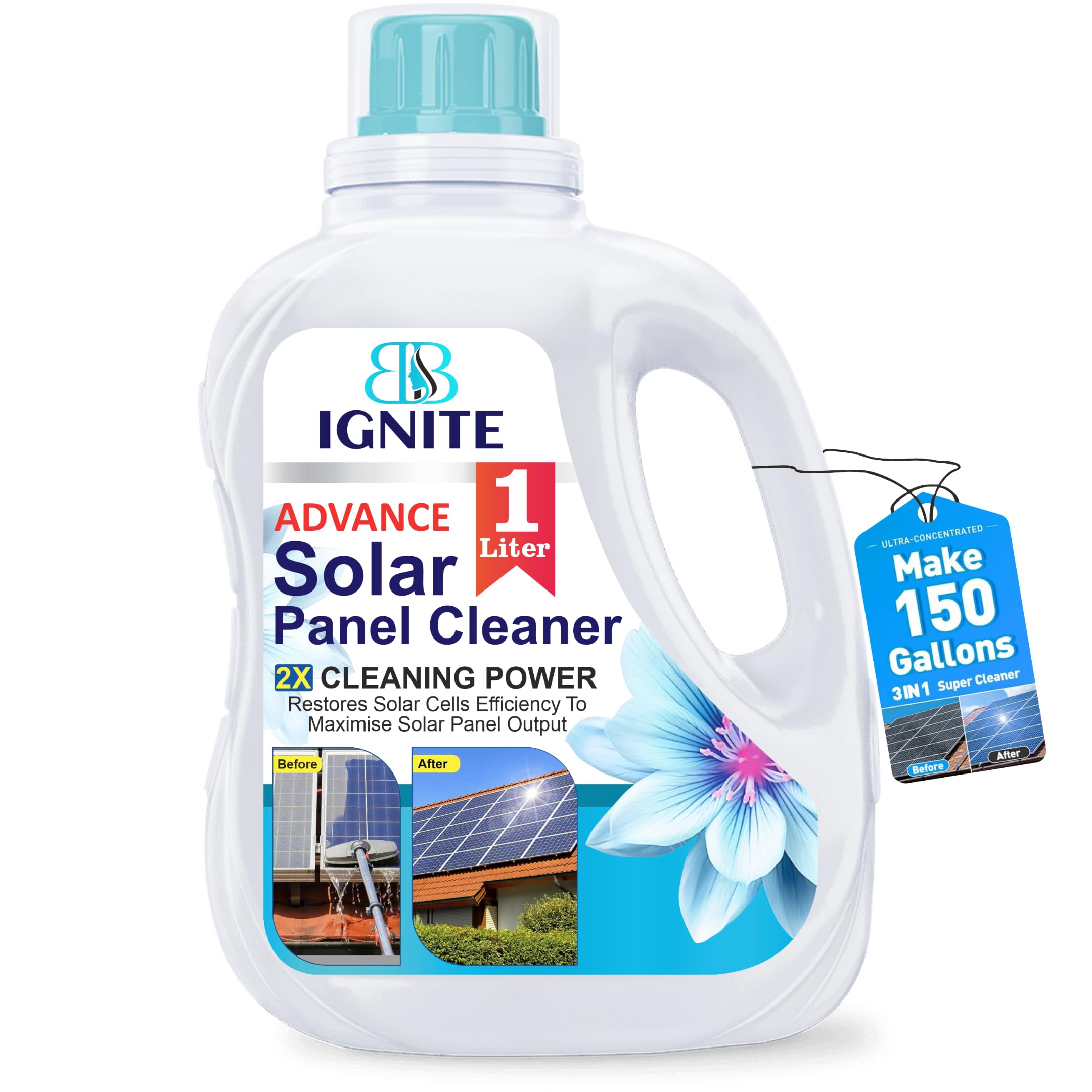 SOLAR CLEANER FOR WATER CARE FOR LIFE Solar Panel Cleaner | Concentrated Liquid | Remove Stains, Dirt, Bird Droppings | Increase Solar Output / 1 L