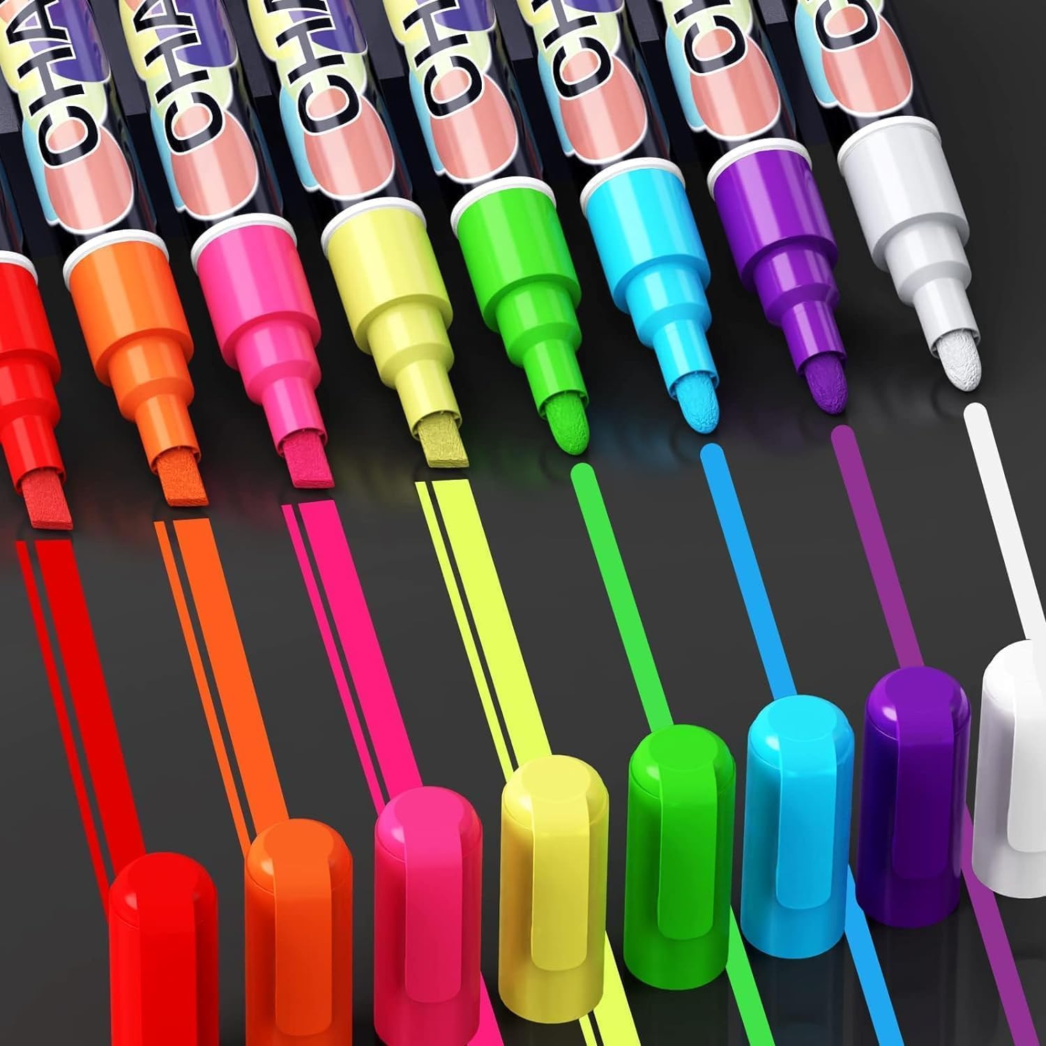 Art Ranger Liquid Chalk Markers Pens-8Colors Washable & Wet Erase Neon Chalk Makers for Blackboard,Chalkboard Signs,Glass Window, School Kids Art-Erasable Window Markers for Cars-image-42