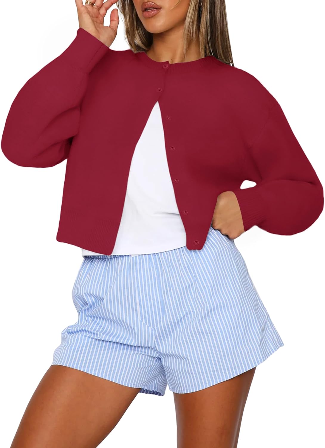 IWD Womens Cropped Cardigan Sweaters Knit Lightweight Crop Sweater Fall Outfits Trendy Open Front Clothes 2025 - Image 3