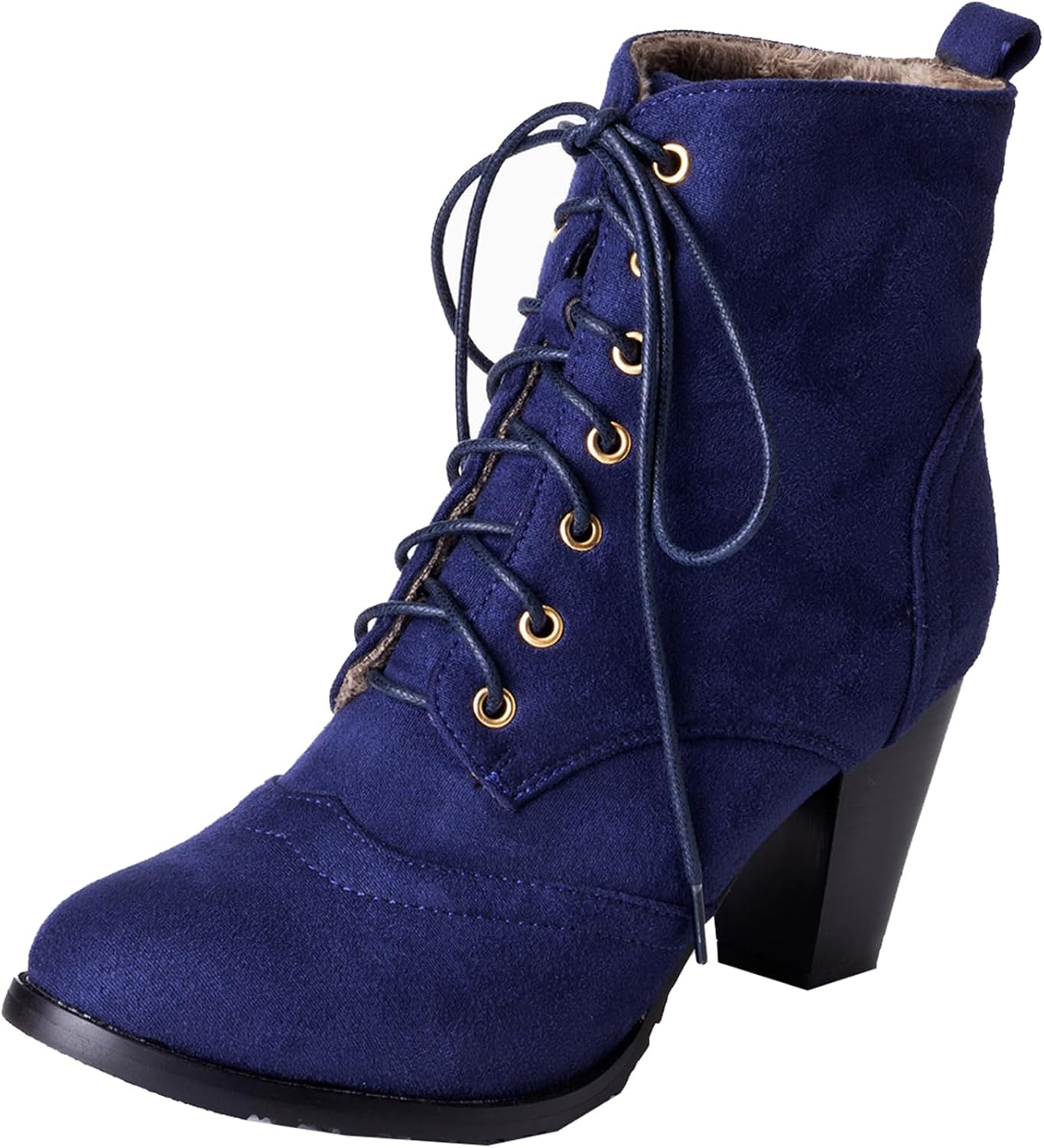 SJJH Damen Stiefeletten Mit Blockabsatz - Nieten Design Wasserfest