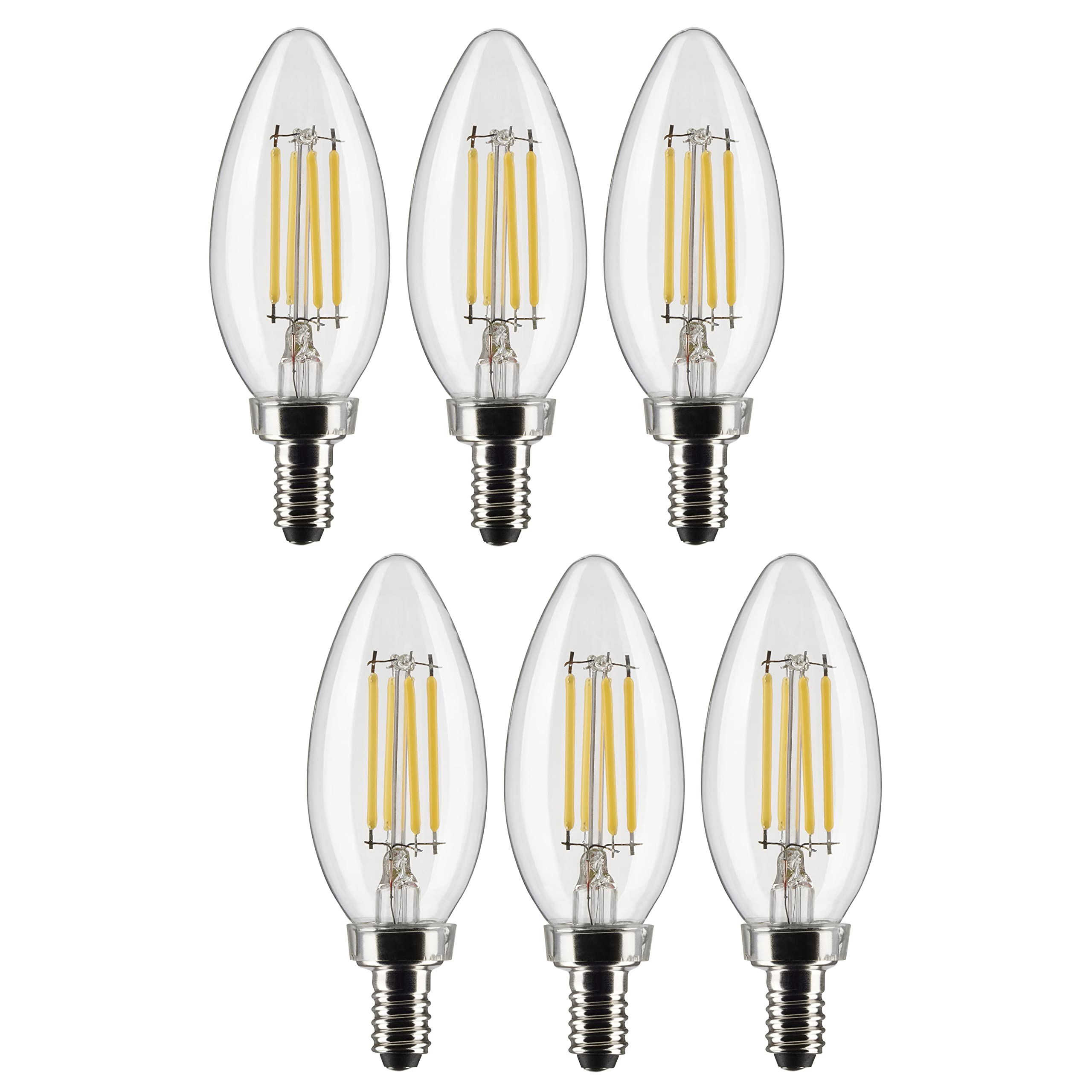 Satco S21366/06 4-Watt LED E12 Light Bulbs, 2700K, 15000 Hour