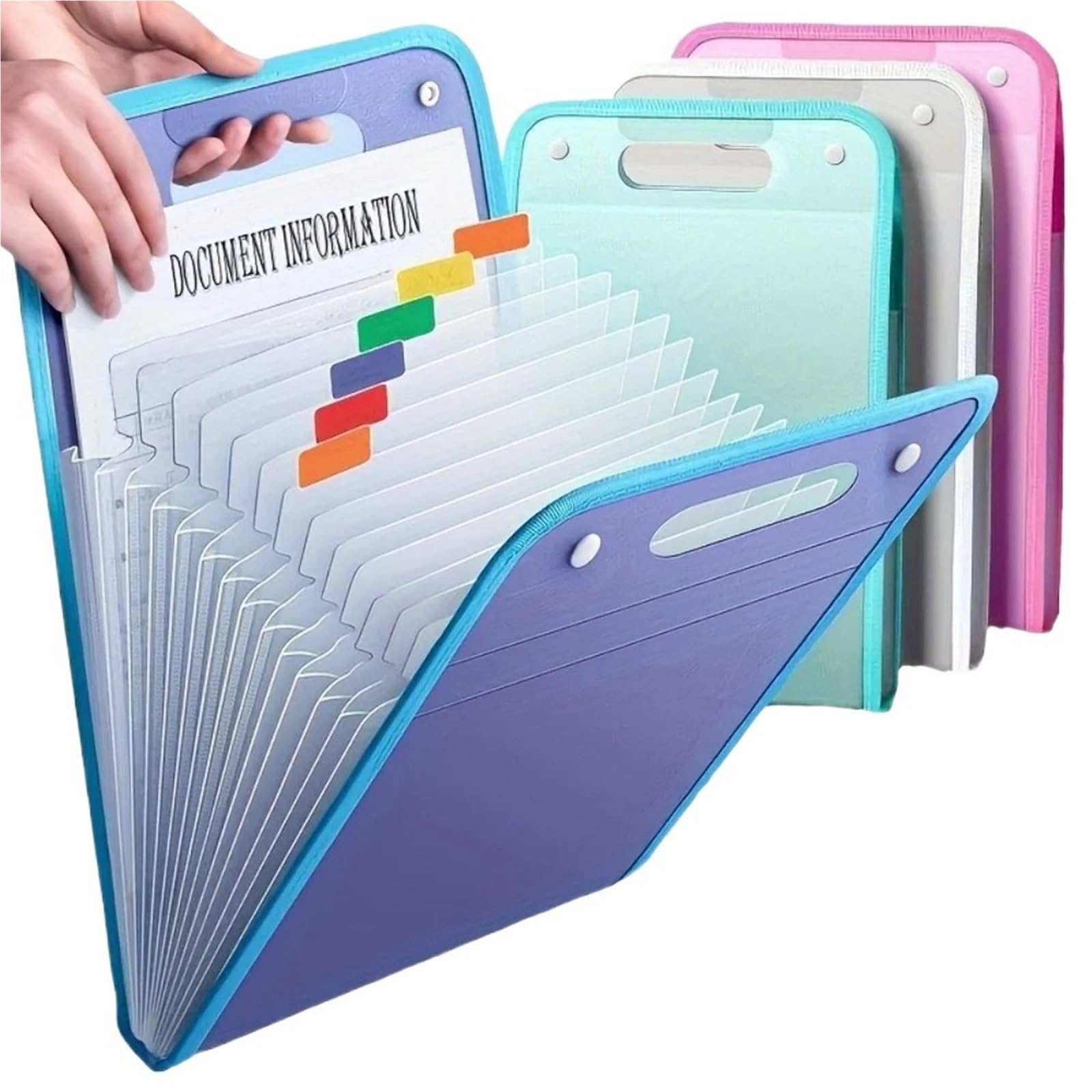 Dokumententasche Akkordeon 3-teiliger Akkordeon-Aktenordner | A4-Dokumenten-Organizer for Büro mit mehreren Fächern, erweiterbarer Halter(Pink)