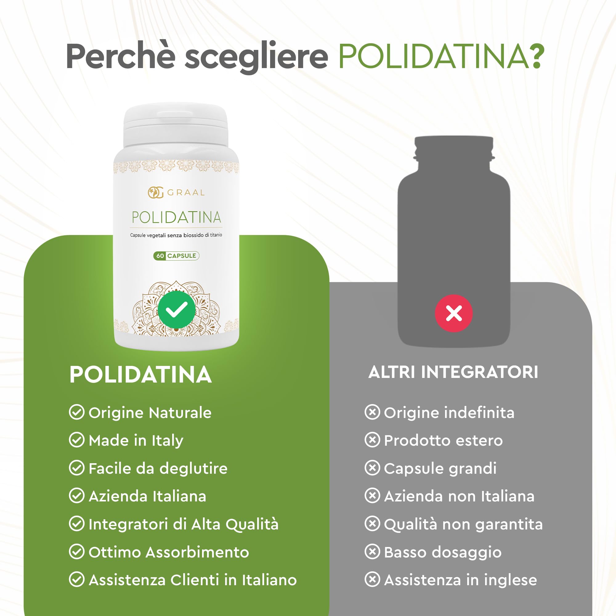 Graal Polidatina Pura 100 mg con Proprietà Antiossidanti - Anti Radicali liberi che stimola la Longevità Cardiovascolare