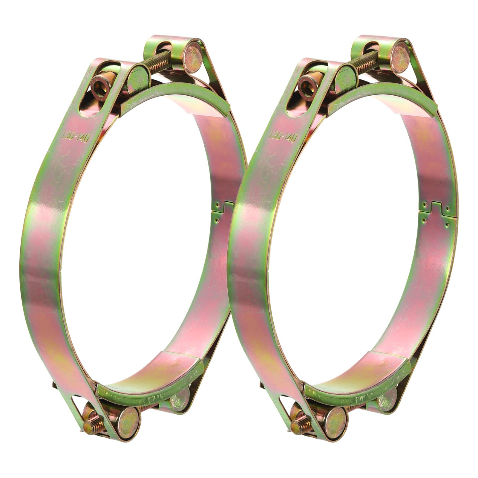 uxcell 2Pcs T-Bolt Hose Clamps, 130-140mm/5.12"-5.51" ID Range, Carbon Steel Radiator Hose Clamp Intake Clamp for Truck Exhaust