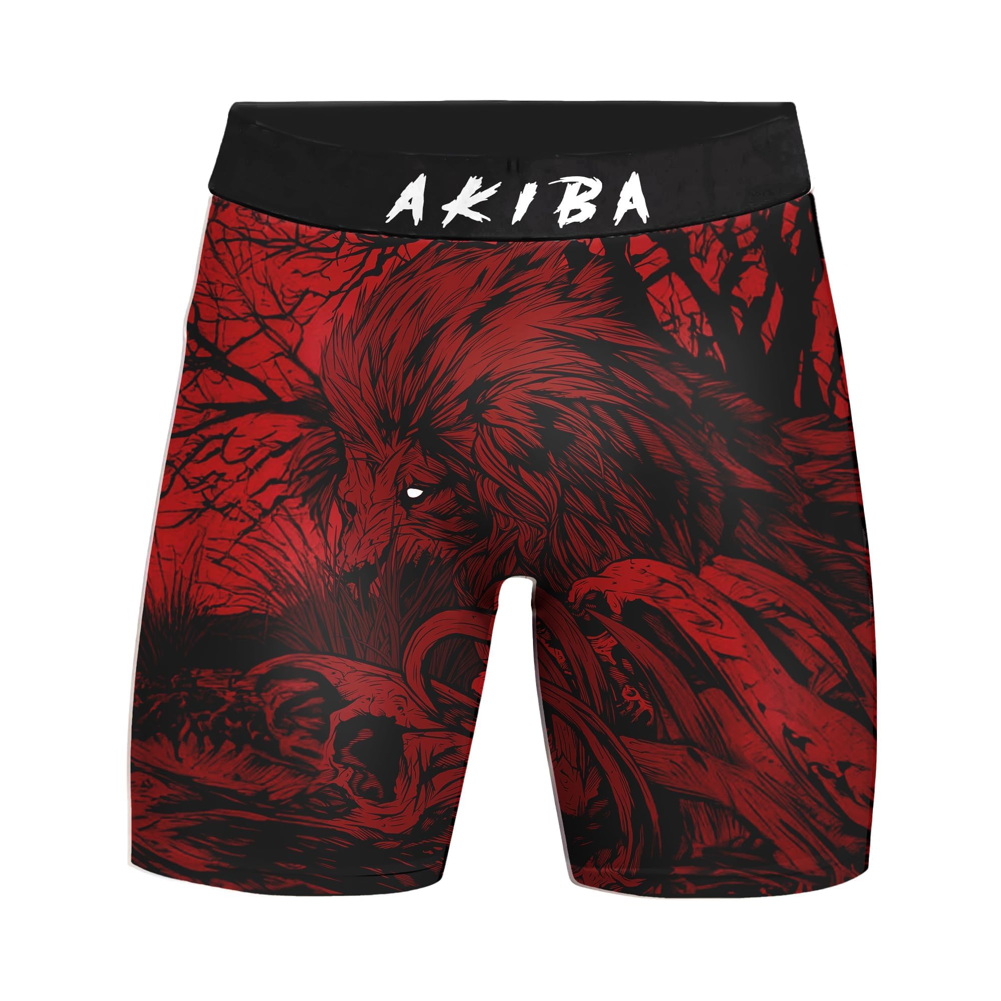AKIBA Sport Performance Compression Unisex Shorts for MMA,Cycling, Martial Arts,Gym, Cage Fight, Muay Thai, BJJ, Boxing, and Grappling (in, Alpha, XL) red Black 2