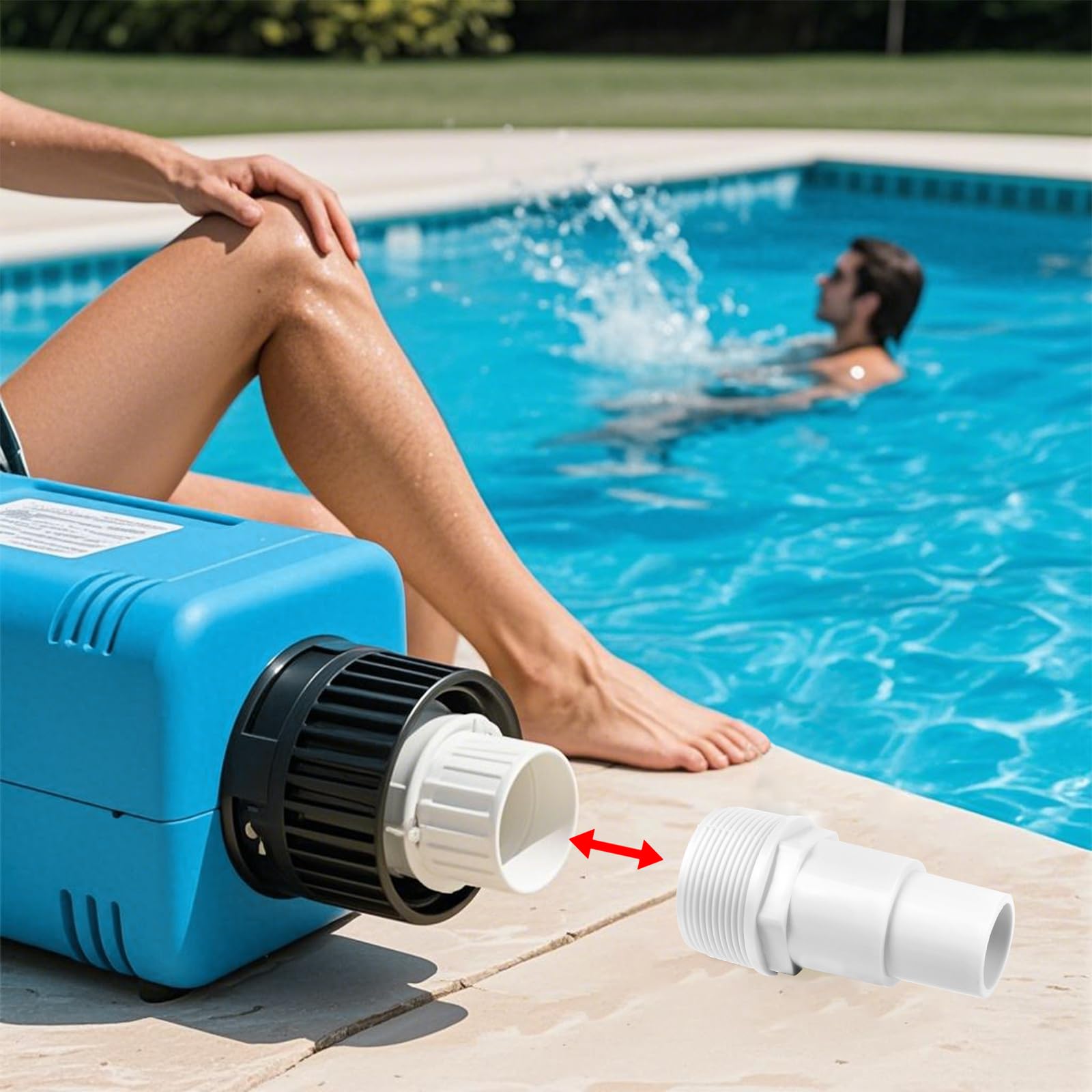 2 Pezzi Adattatore Per Tubo Flessibile Piscina 38mm - Connettore Con Filettatura Sinistra Per Aspirazione, Skimmer E Pulitore Automatico