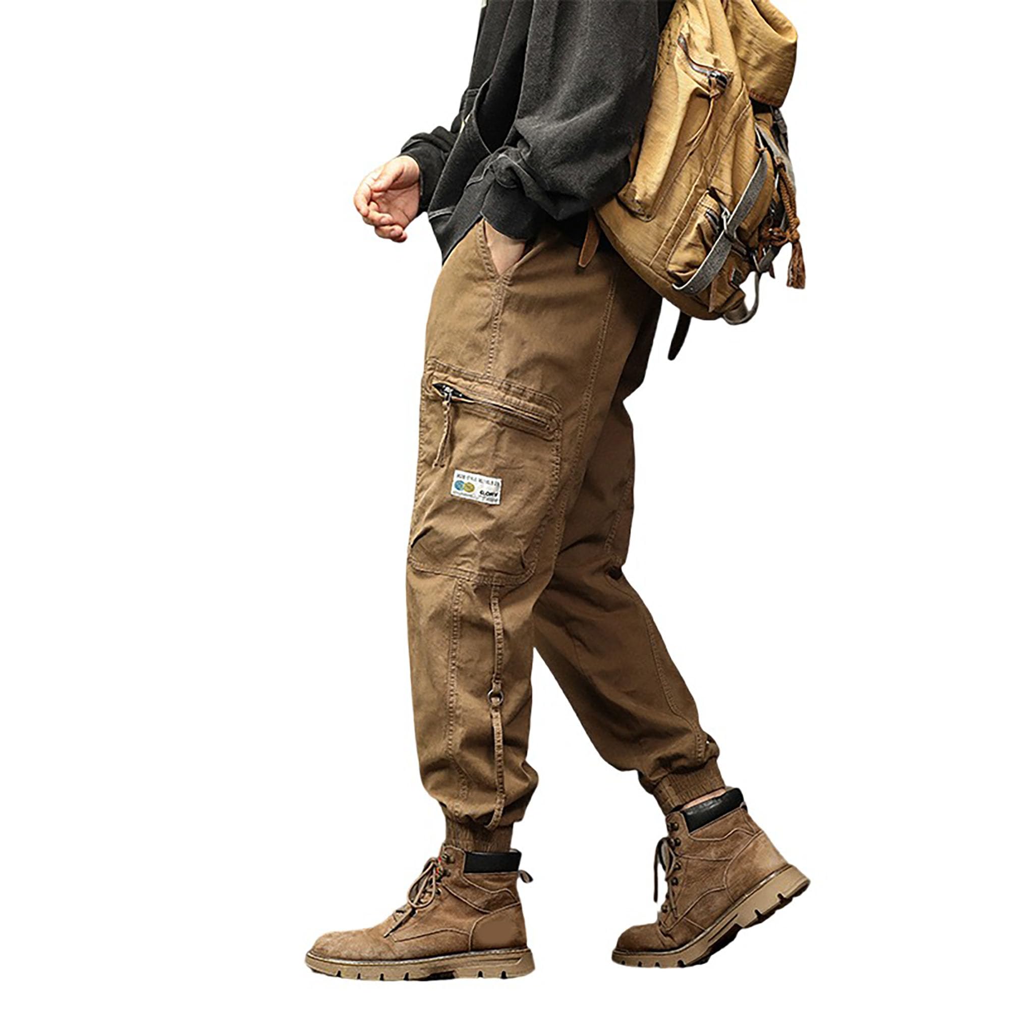 XYXIONGMAO Cargohose für Herren mit mehreren Taschen, japanische High-Street-Hose, Kordelzug, Cargohose für Herren, Hip-Hop-Sweathose