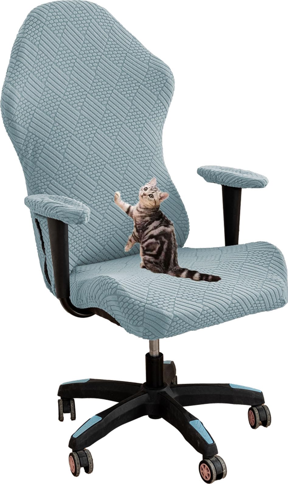 Haclen Blue Gaming Chair Cover Cat Scratch Proof, Stretchable Game Chair Cover With Armrest Covers, Computer Chair Seat Covers Office Chair Cover (,One Size)